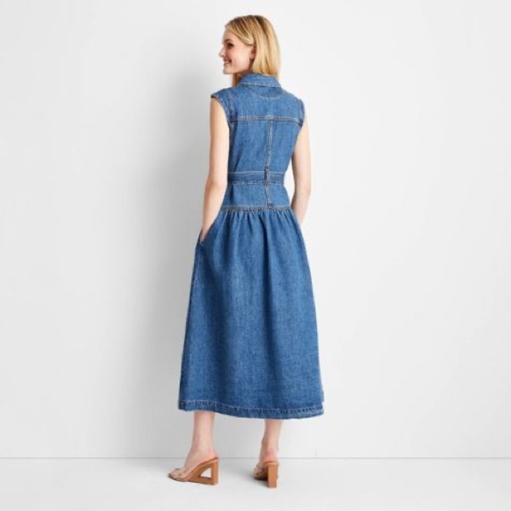 Sleeveless Denim Dress - Picture 2 of 11